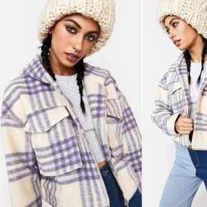 Plaid Print Zip Up Hoodie. (NEVER WORN) (BRAND NEW)